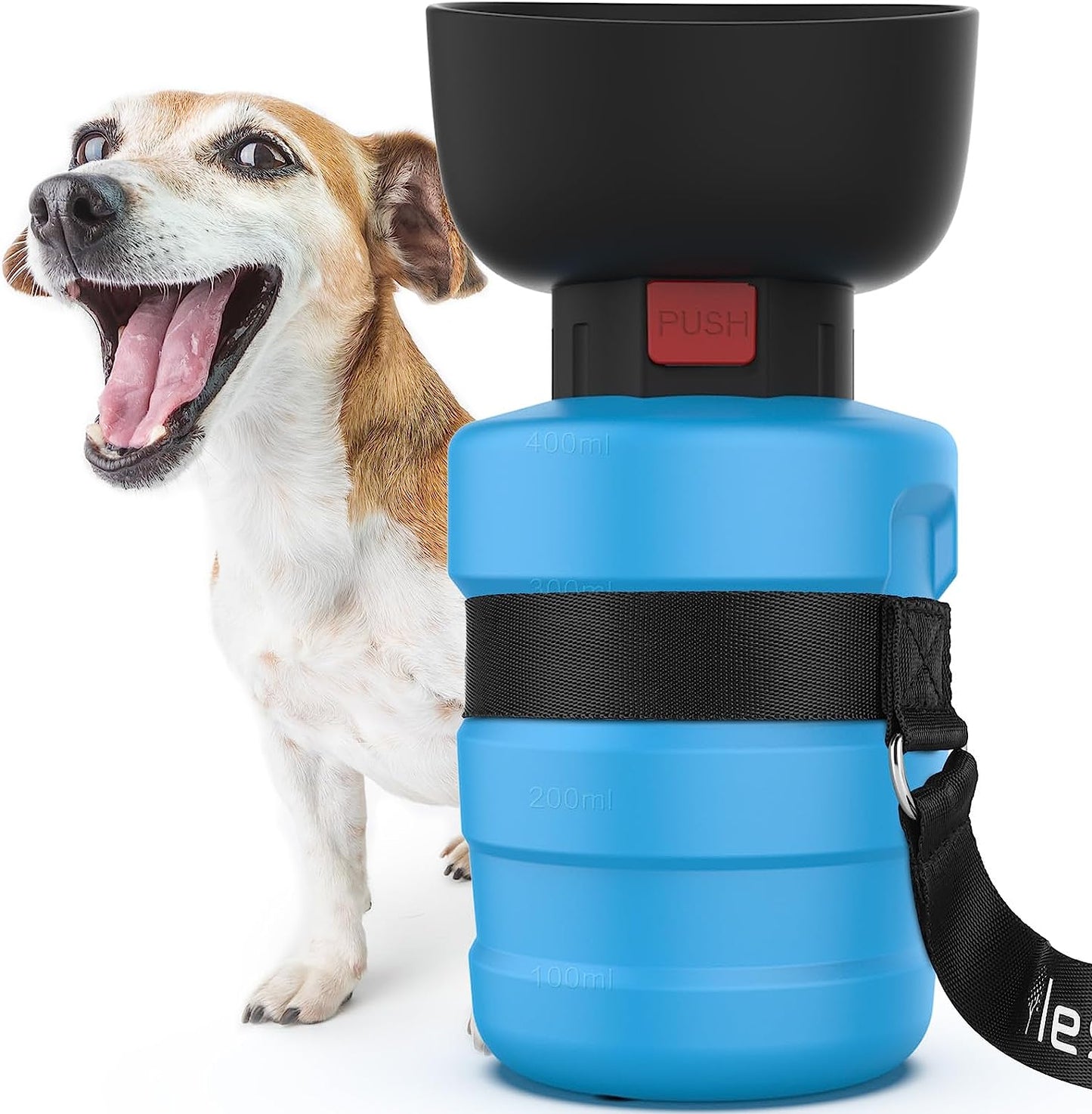 Dog Travel Water Bottle with Built-In Bowl