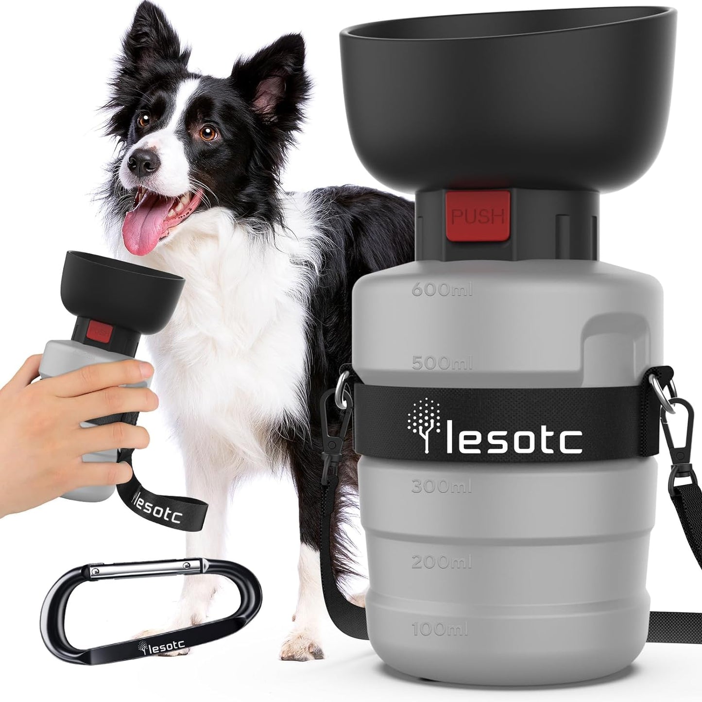 Dog Travel Water Bottle with Built-In Bowl