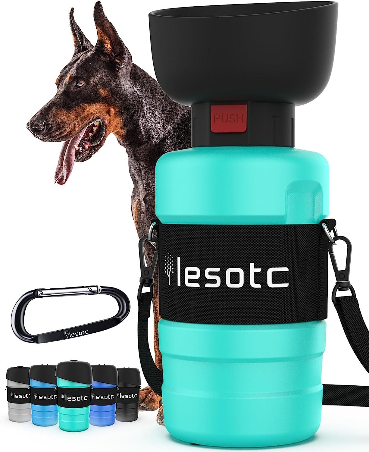 Dog Travel Water Bottle with Built-In Bowl
