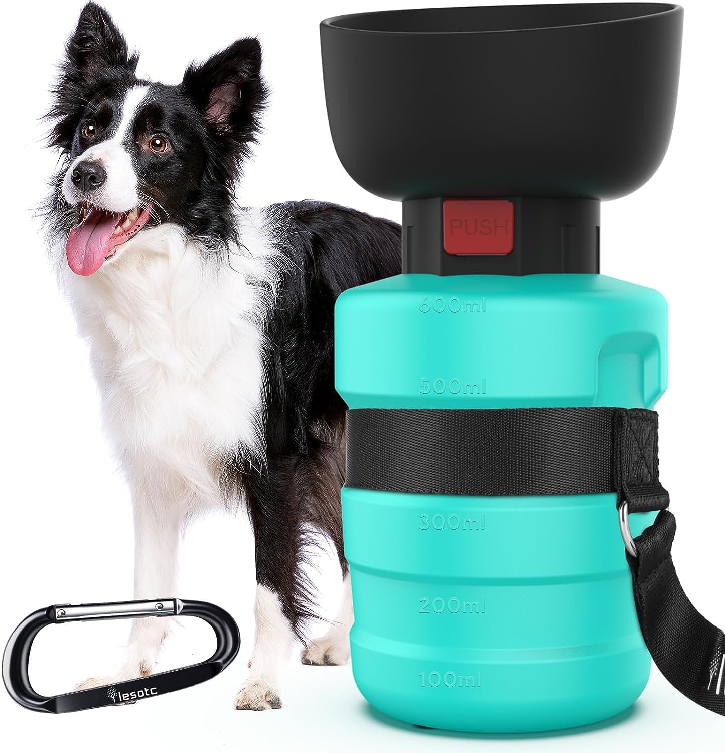 Dog Travel Water Bottle with Built-In Bowl