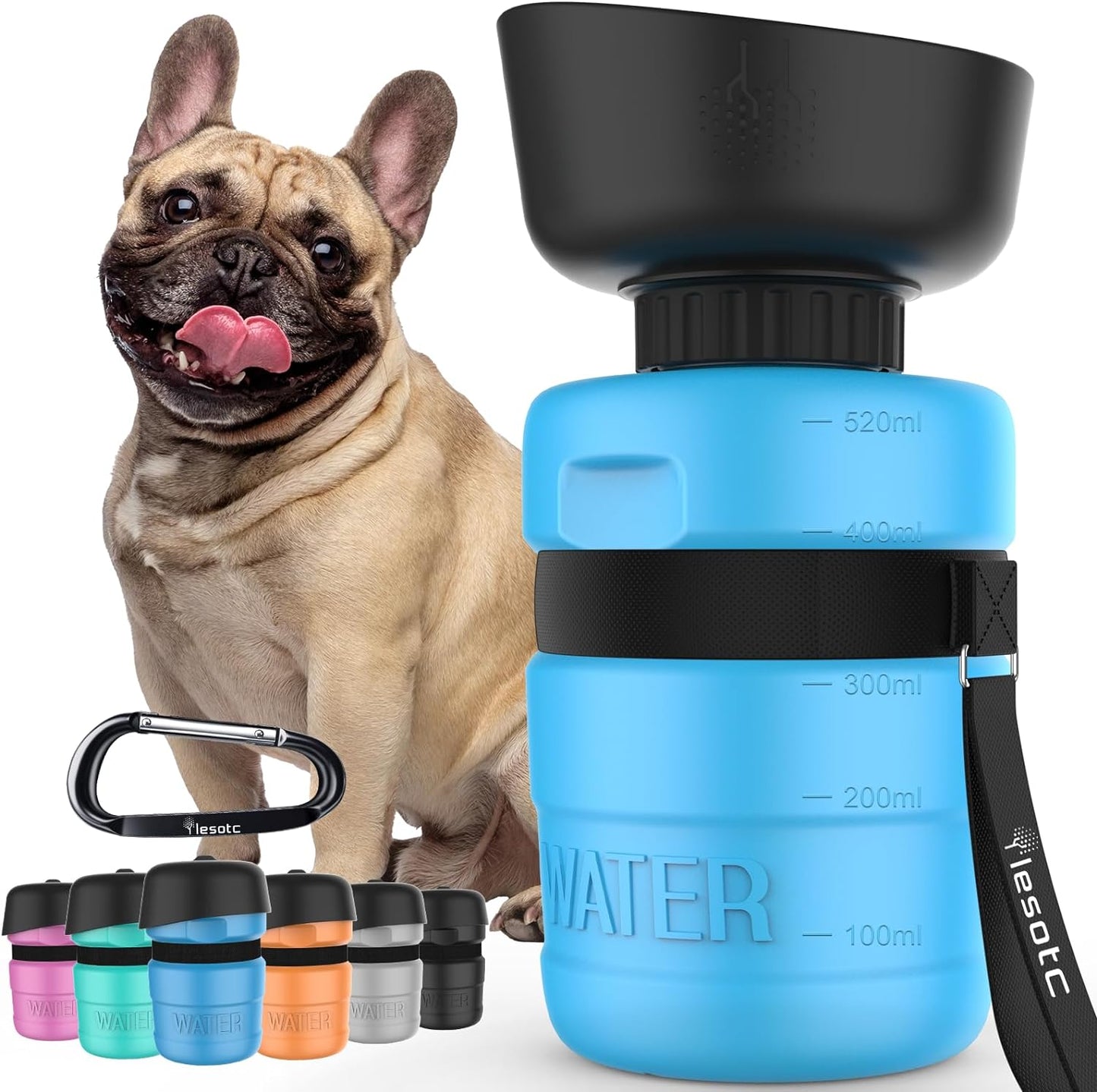 Dog Travel Water Bottle with Built-In Bowl