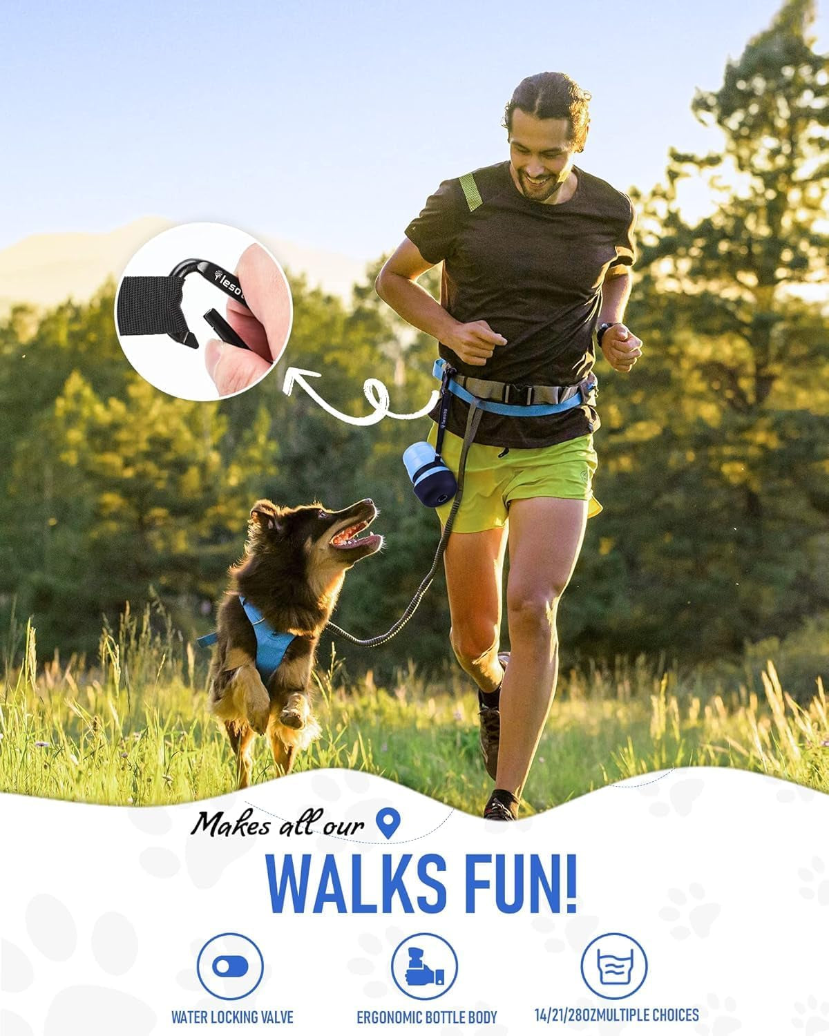 Dog Travel Water Bottle with Built-In Bowl