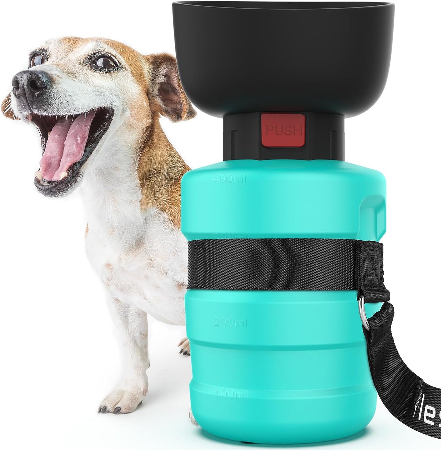Dog Travel Water Bottle with Built-In Bowl