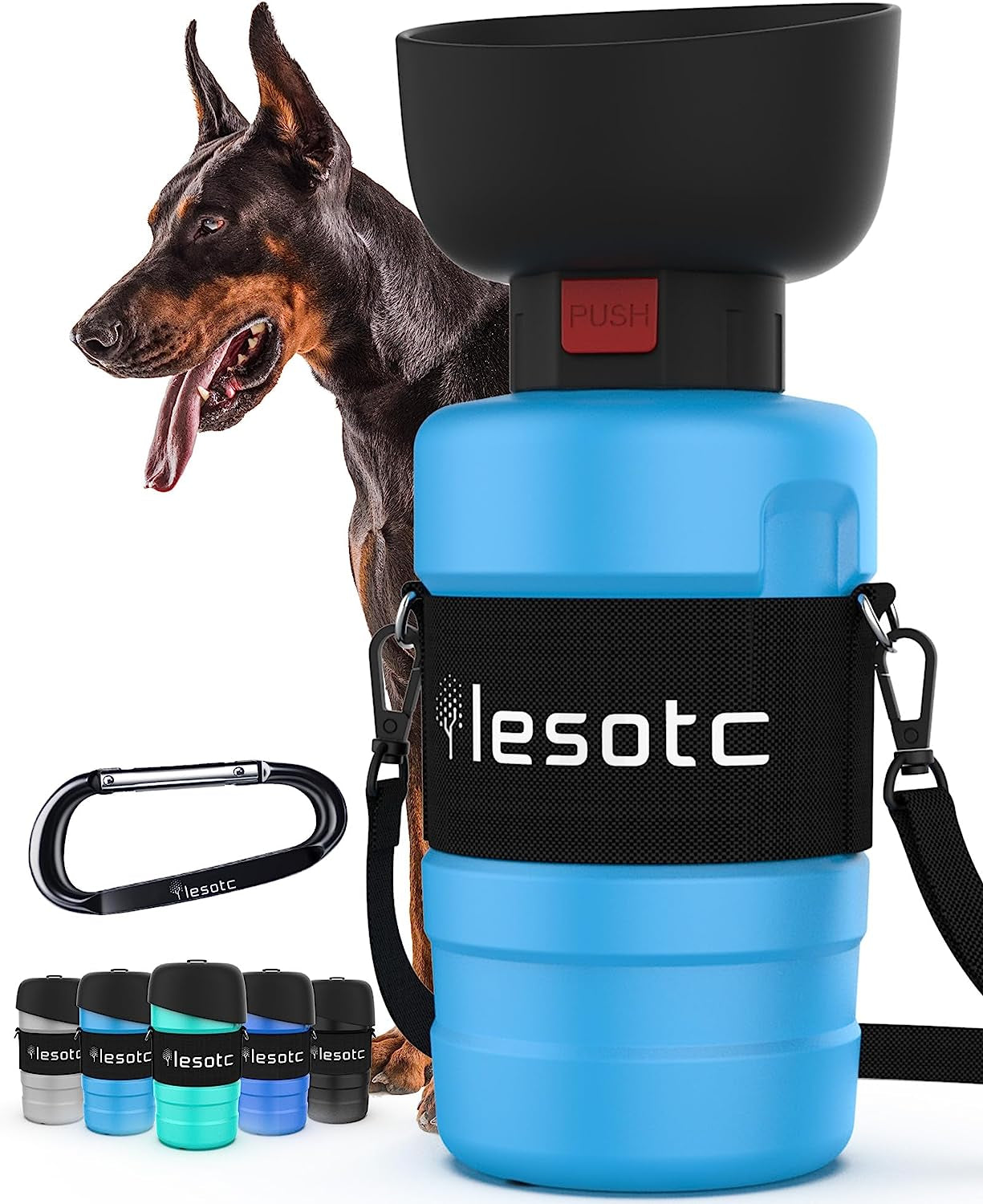 Dog Travel Water Bottle with Built-In Bowl