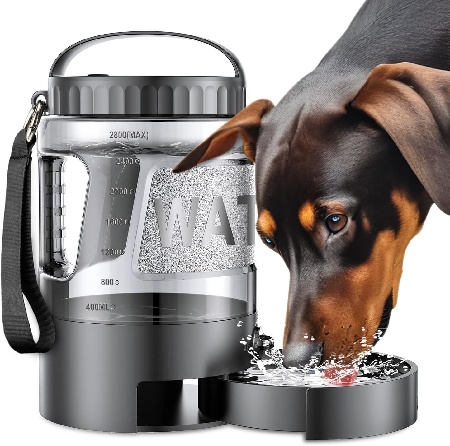 Dog Travel Water Bottle with Built-In Bowl