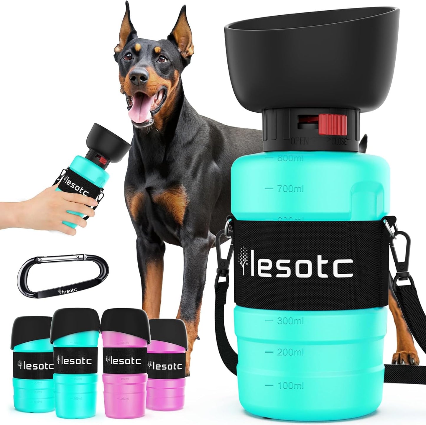 Dog Travel Water Bottle with Built-In Bowl