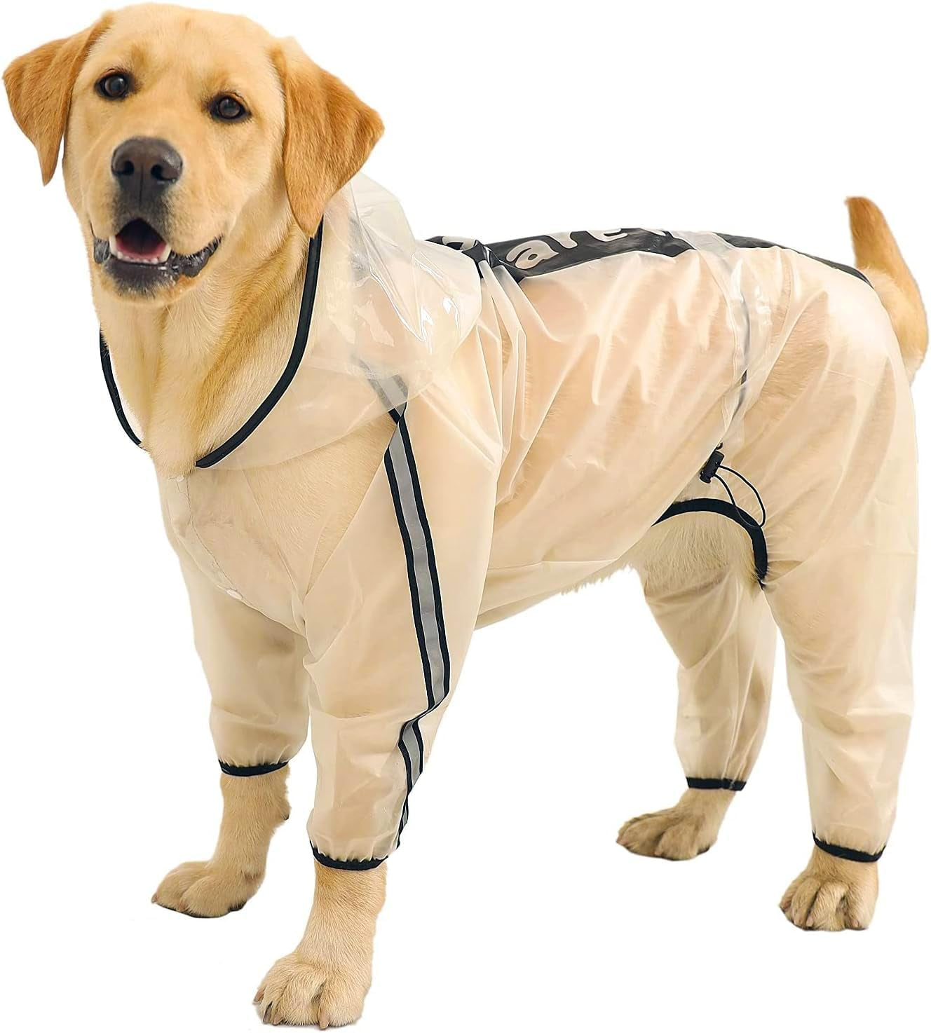 Dog Raincoat, Dog Hooded Poncho, 4 Legs Dog Rain Jacket with Reflective Stripe, Transparent Water Proof Pet Rain Snow Clothes for Medium Dogs