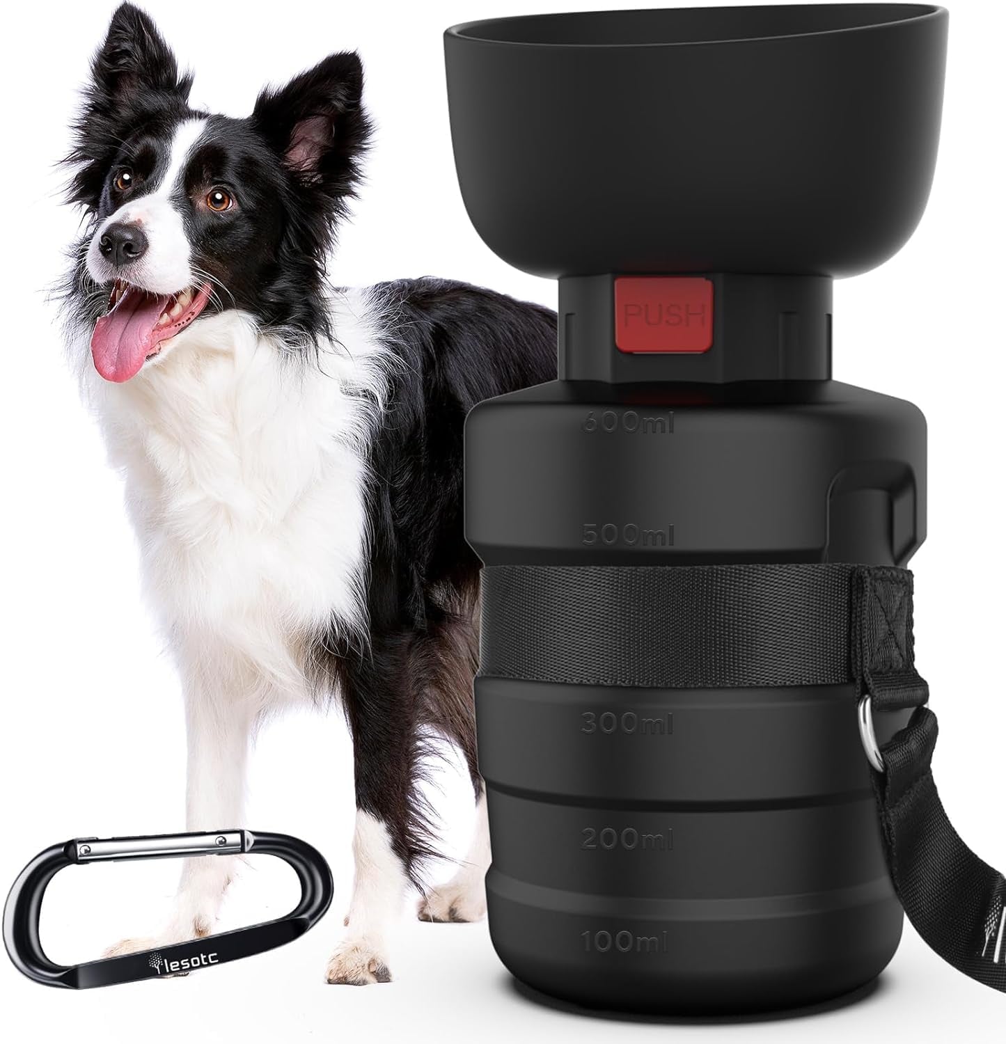 Dog Travel Water Bottle with Built-In Bowl