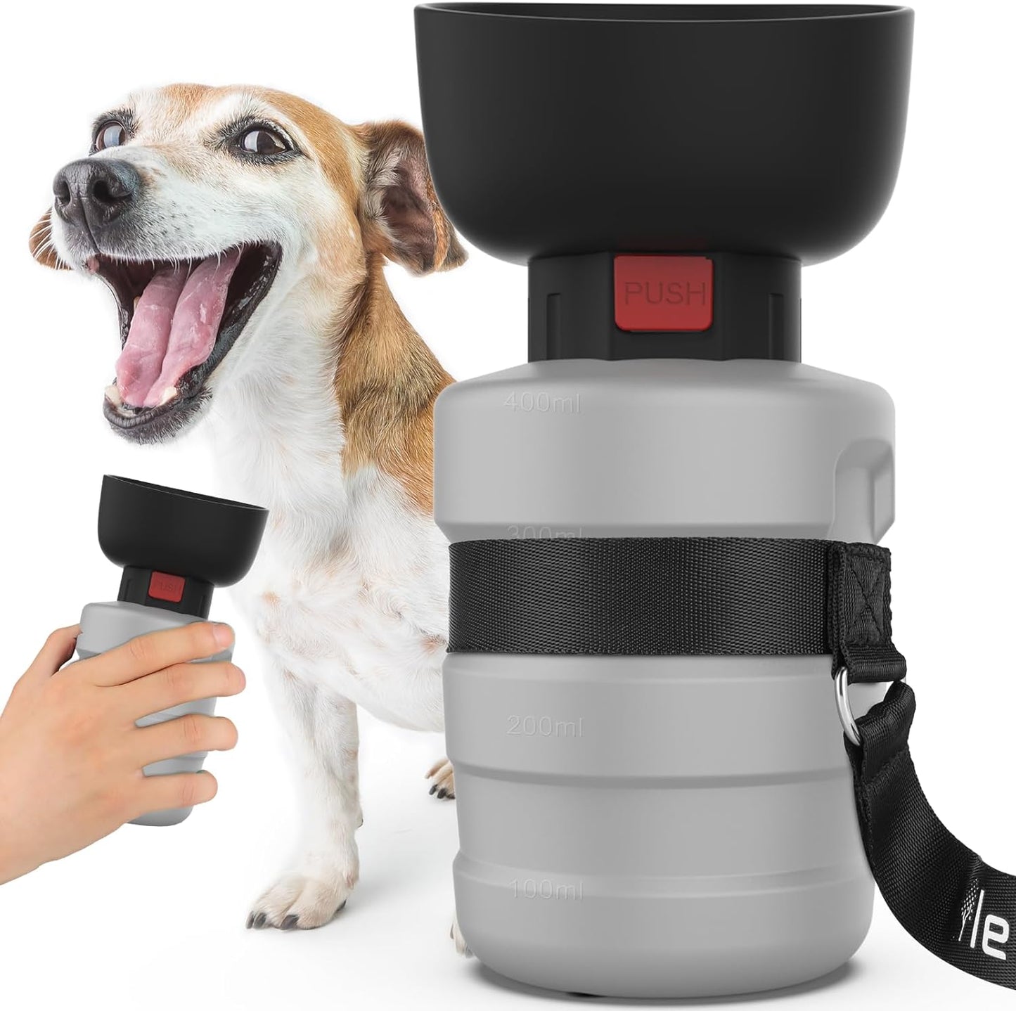Dog Travel Water Bottle with Built-In Bowl
