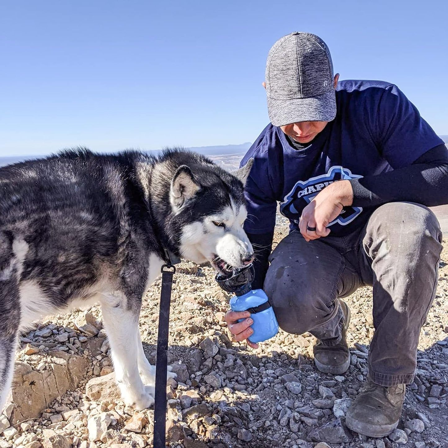 Dog Travel Water Bottle with Built-In Bowl
