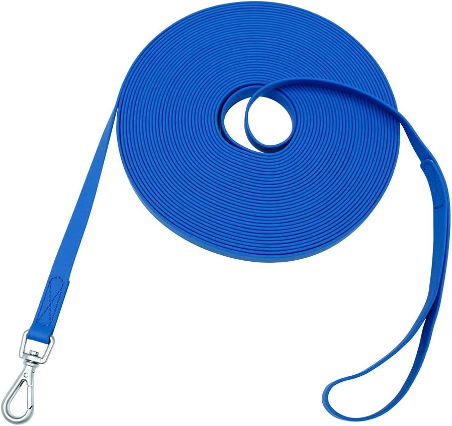 Waterproof Dog Training Leash 50FT 30FT 15FT 10FT 5FT Heavy Duty Recall Long Lead for Large Medium Small Dogs (5FT, Blue)